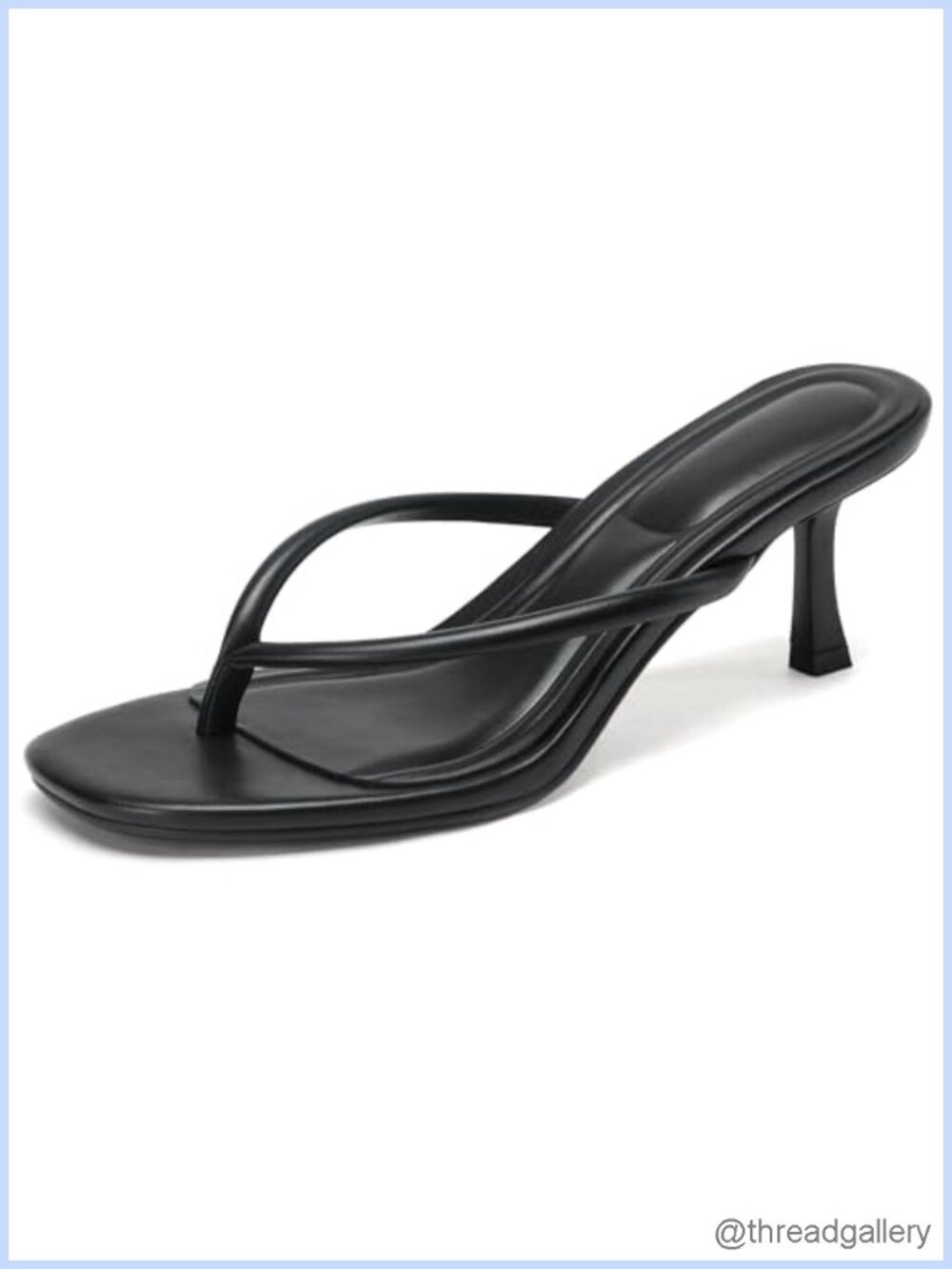 Faux Leather Kitten Heel Flip Flop Sandals Square Toe Slip On Dress Heels